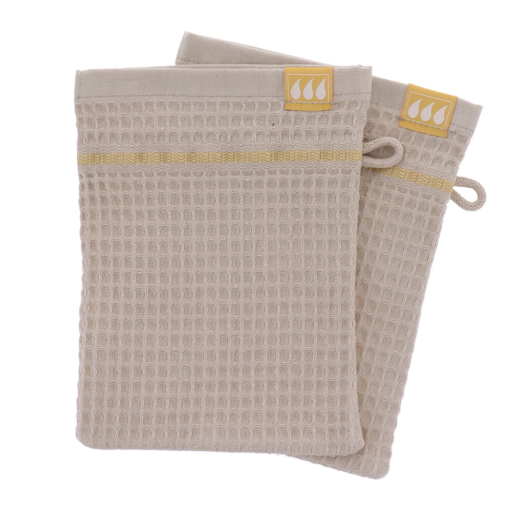 Set de 2 gants de toilette 15x21cm 100% coton nid d abeille - taupe