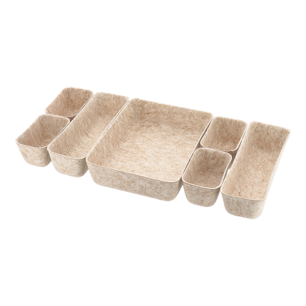 Organisateur de tiroir en feutrine avec 7 paniers de rangement - beige