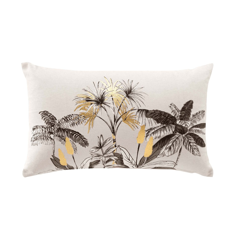Coussin dehoussable compresse 30 x 50 cm coton imprime or idalia des. place