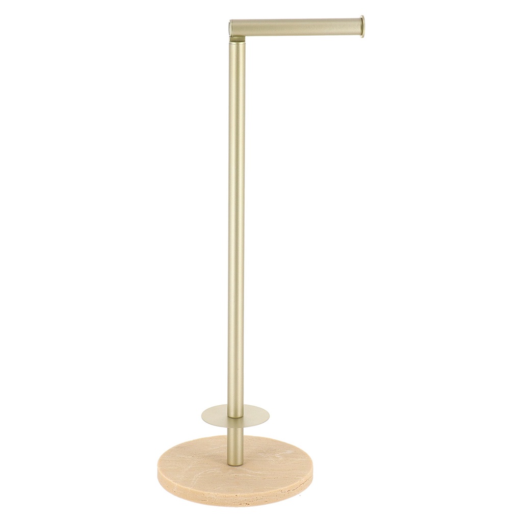 Reserve et derouleur papier wc polyresine metal dore - travertin