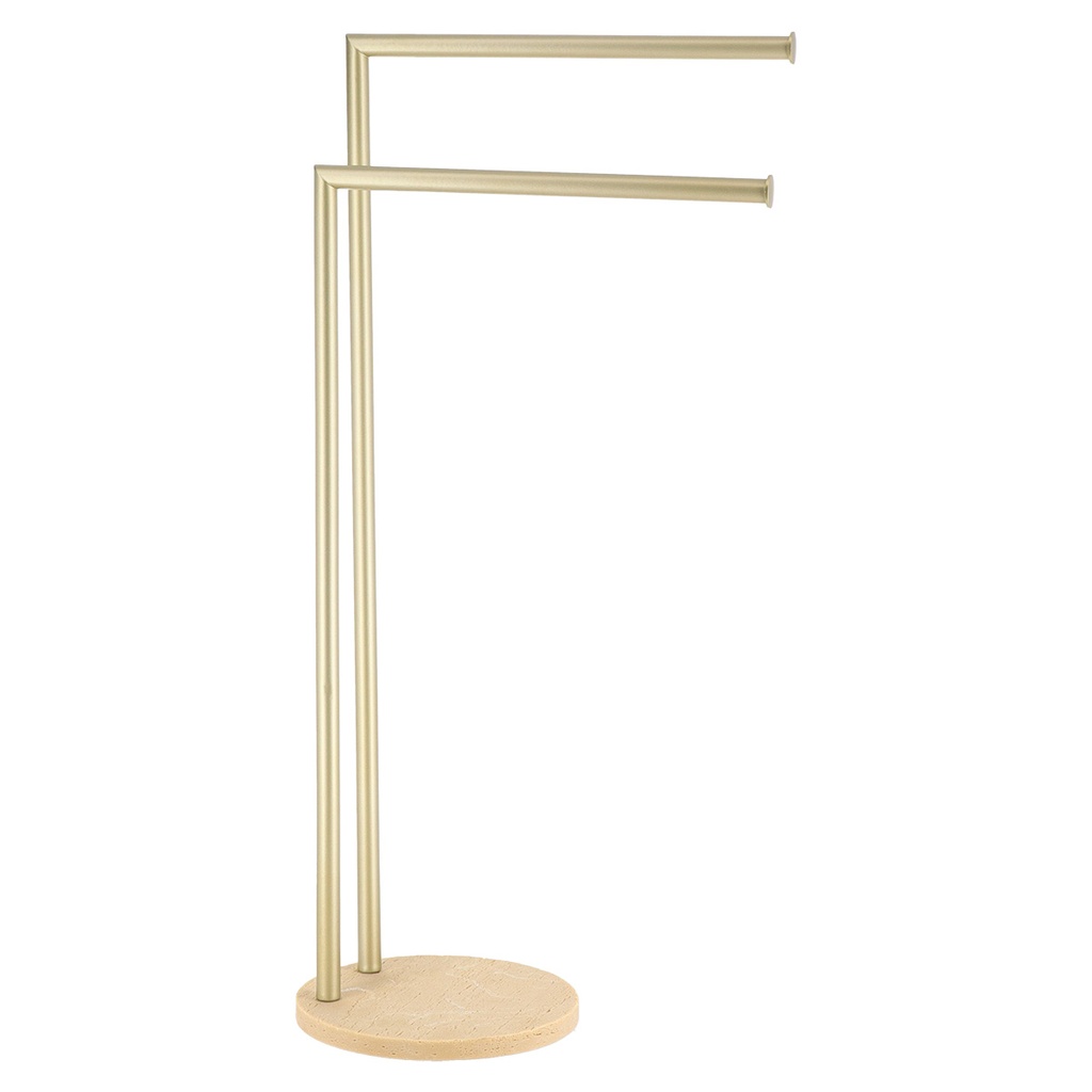Porte serviettes metal et polyresine 2 barres - travertin