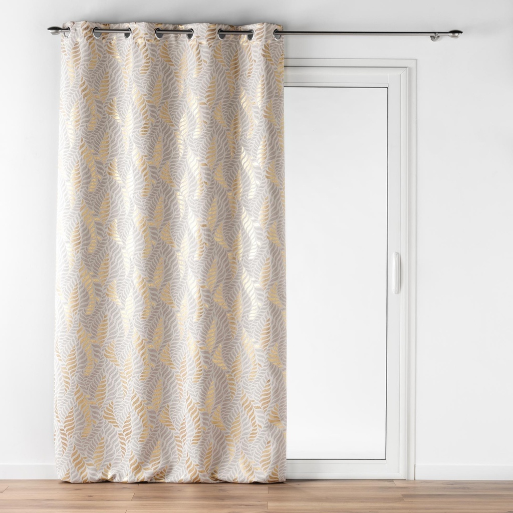 Rideau a oeillets 140 x 260 cm occultant imprime metallise lyra blanc