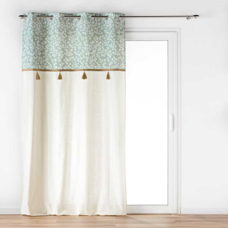 Rideau a oeillets 140 x 240 cm coton/polyester+top imp+pompon vivoline