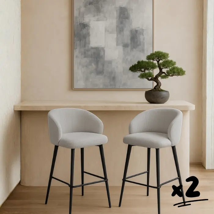 Lot de 2 chaises de bar vanille - "Noha"