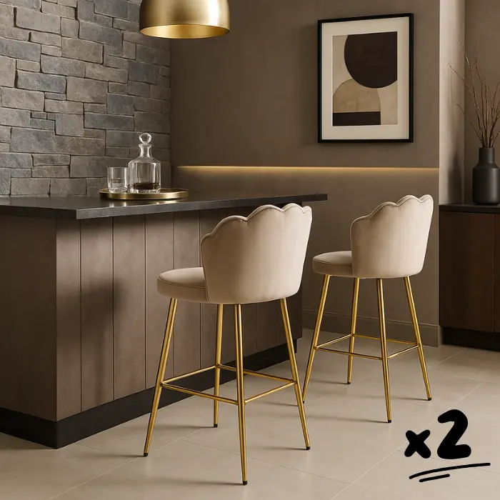 Lot de 2 chaises de bar Louna - Taupe