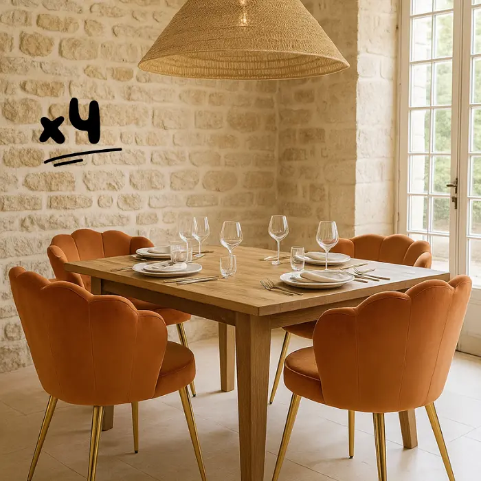 Lot de 4 chaises de salle à manger rouille - "Louna"