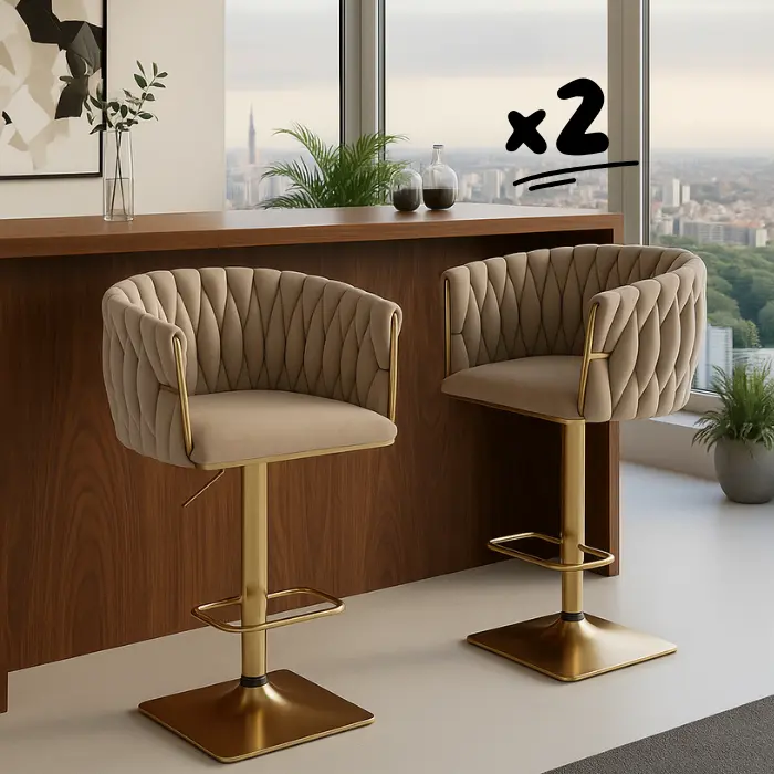 Lot de 2 chaises de bar Laora taupe