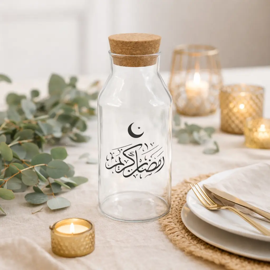 Bouteille Eid en verre avec couvercle - 800ml 4254