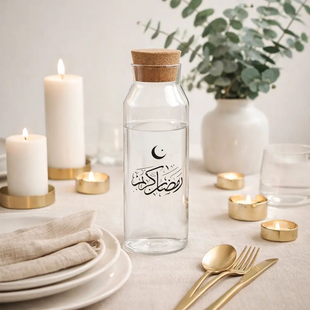 Bouteille Eid en verre avec couvercle - 1000ml 4261