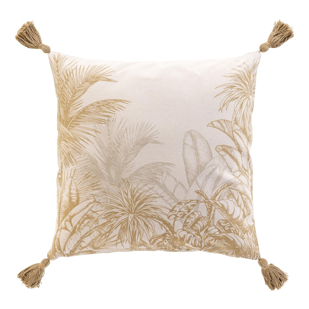 Coussin dehous. compr. pompons 45 x 45 cm coton/polyester imprime dune des place
