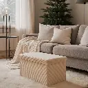 Pouf "Wendy" biscuit velours côtelé