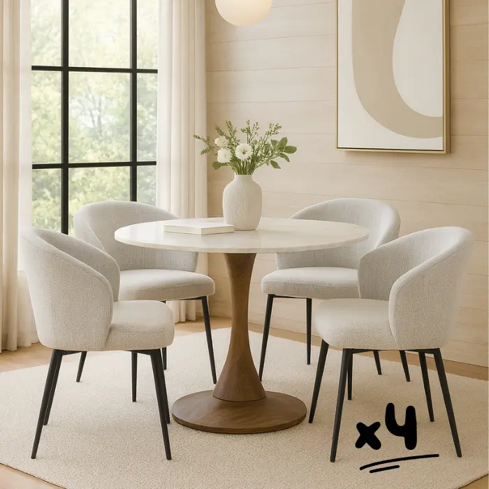 Lot de 4 chaises de salle à manger vanille - " Noha "