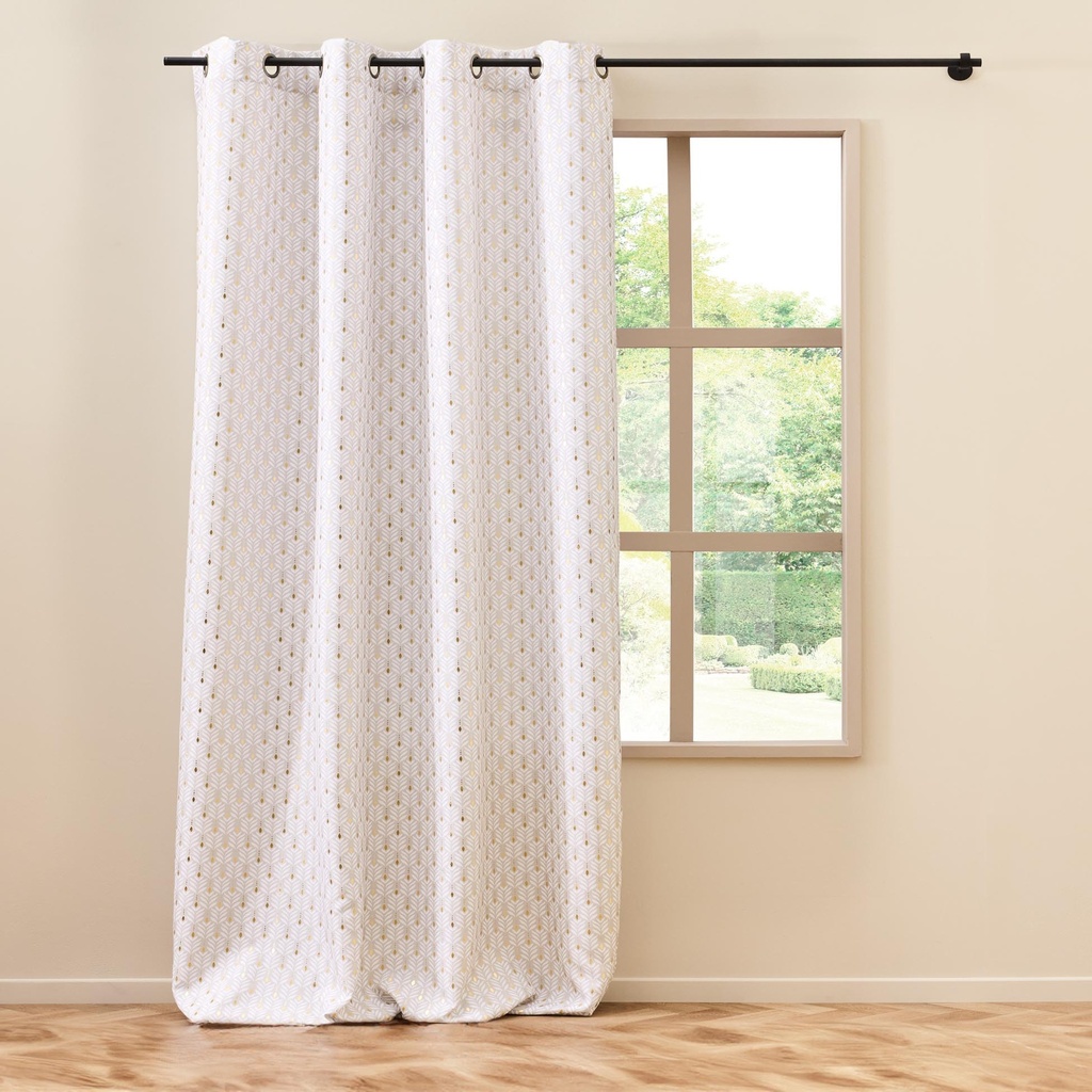 Rideau a oeillets 140 x 260 cm polyester imprime metallise piana naturel