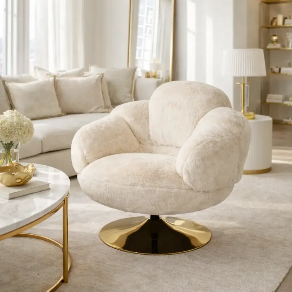 Fauteuil "Ilona" blanc pivotant