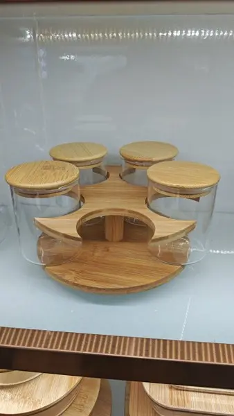 Ensemble de bocaux à épices en bois - 325