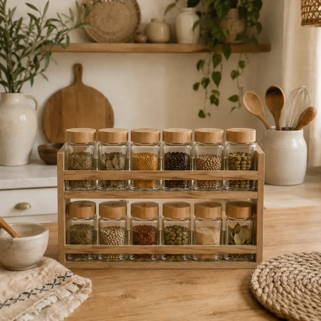 Ensemble de récipients à épices en bois - 318