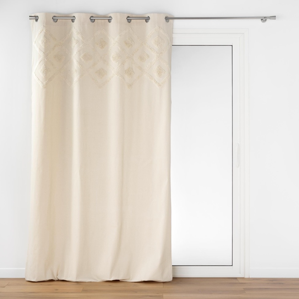 Rideau a oeillets 140 x 240 cm coton/polyester uni+top tufte inca