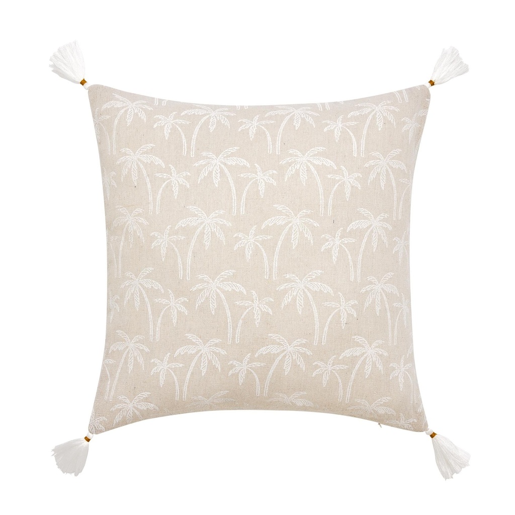 Coussin dehous. compr. pompons 45 x 45 cm polycoton imprime saharis