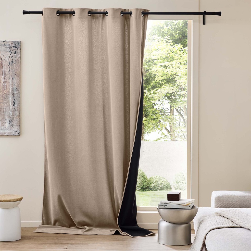 Rideau a oeillets 140 x 260 cm velours cotele/polaire madison noisette