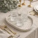 Plateau cannage galet similicuir 42*30*3.5 cm