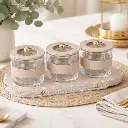 Plateau avec ensemble de 3 bonbonières Ø10cm