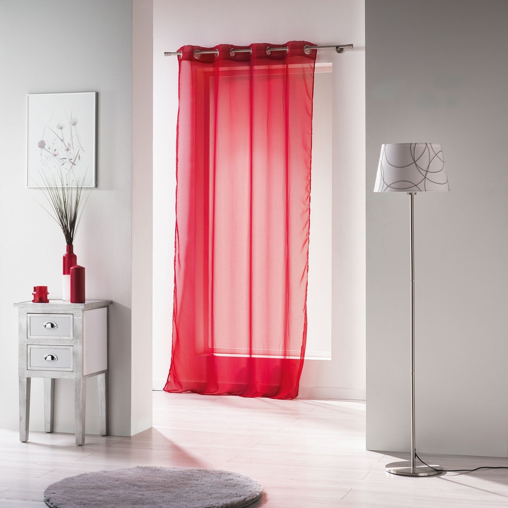 Panneau a oeillets 140 x 240 cm voile uni voiline carmin