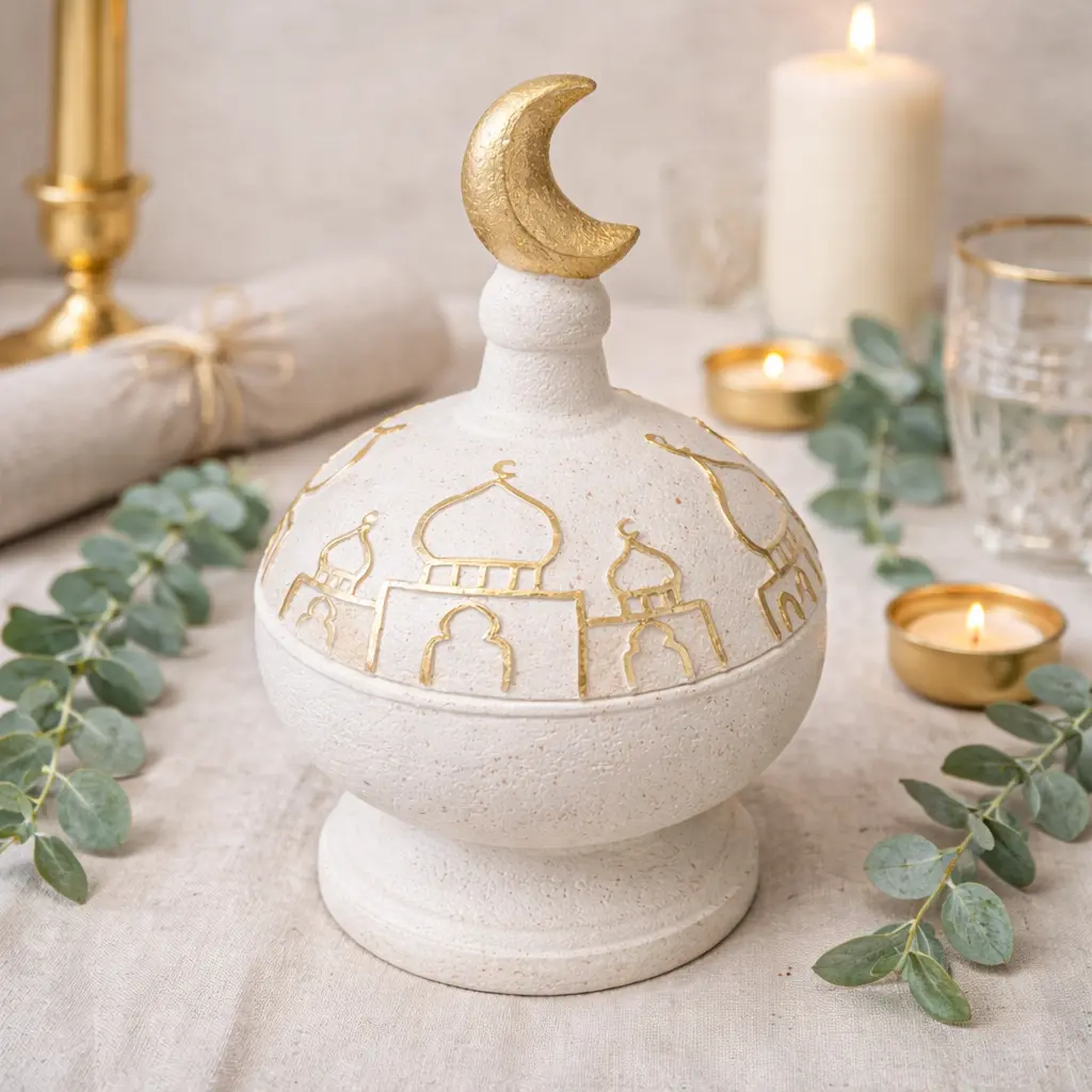 bonbonnière resine motif mosquee 12*12*22