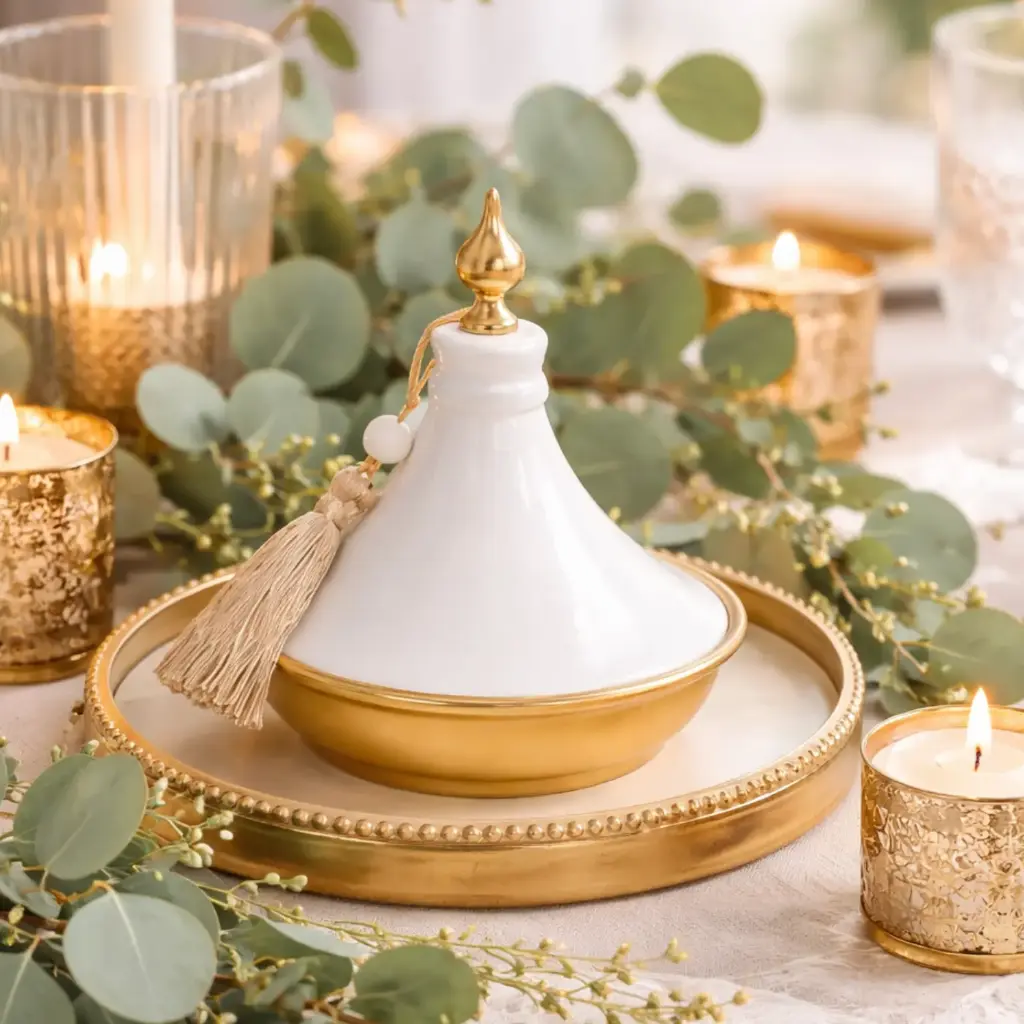 Tajine deco a pompom 16*16*18cm - Andalus