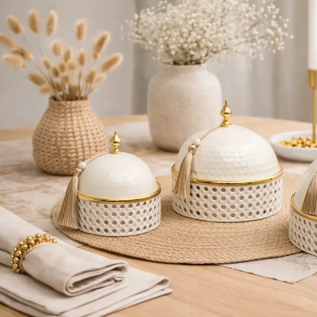 Plat a dome cannage rond 13,5*13,5*15cm - Hikma