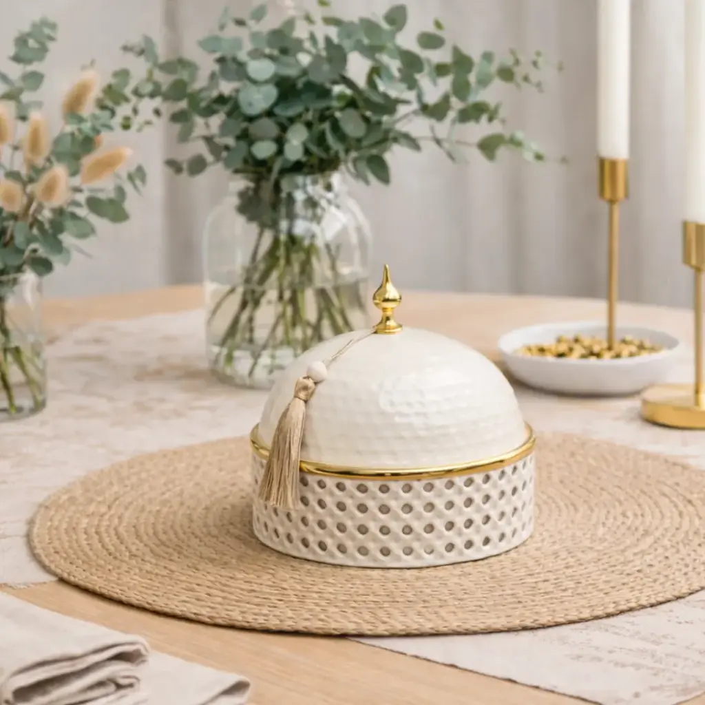 Plat a dome cannage rond 16*16*16cm - Hikma