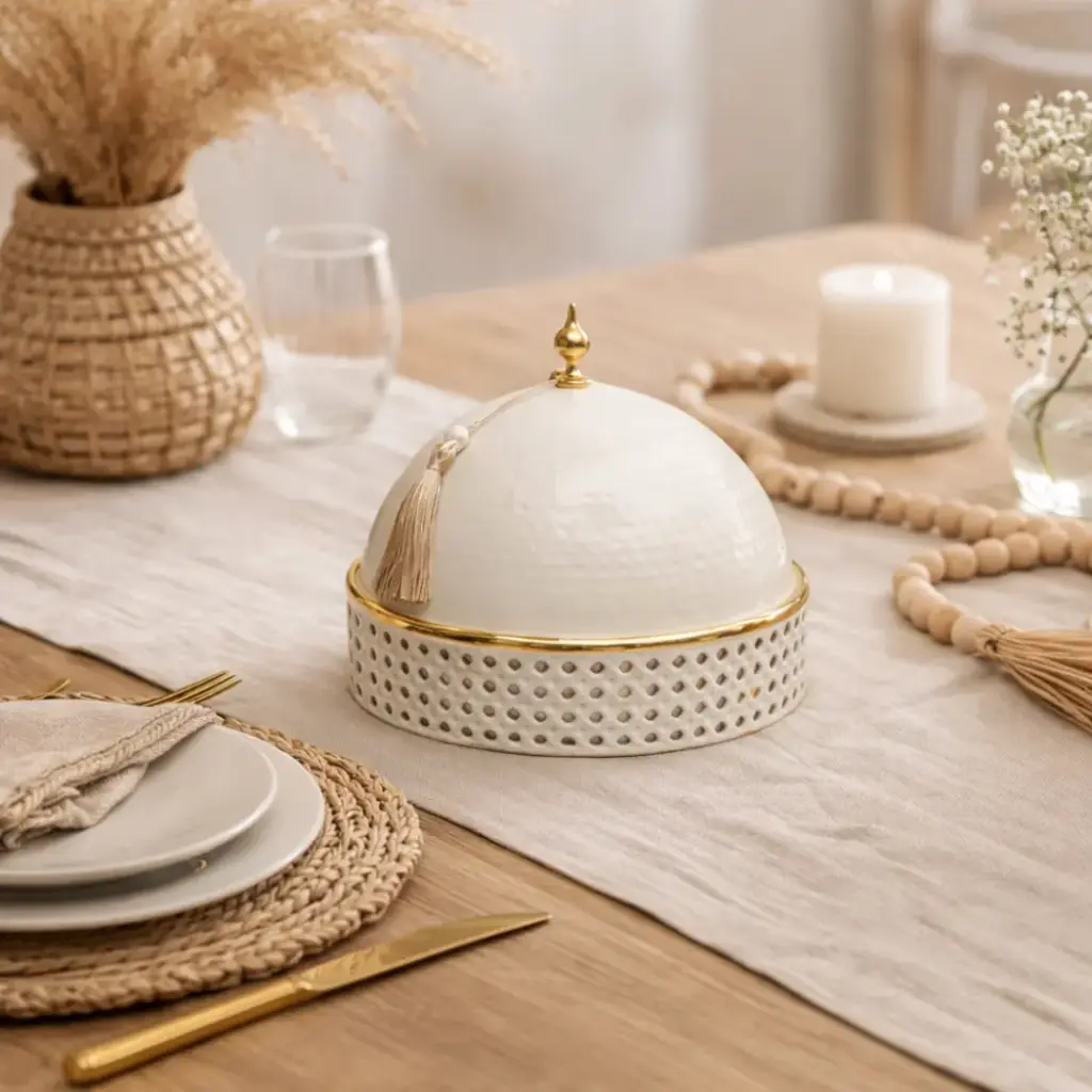 Plat a dome cannage rond 22*22*19cm - Hikma