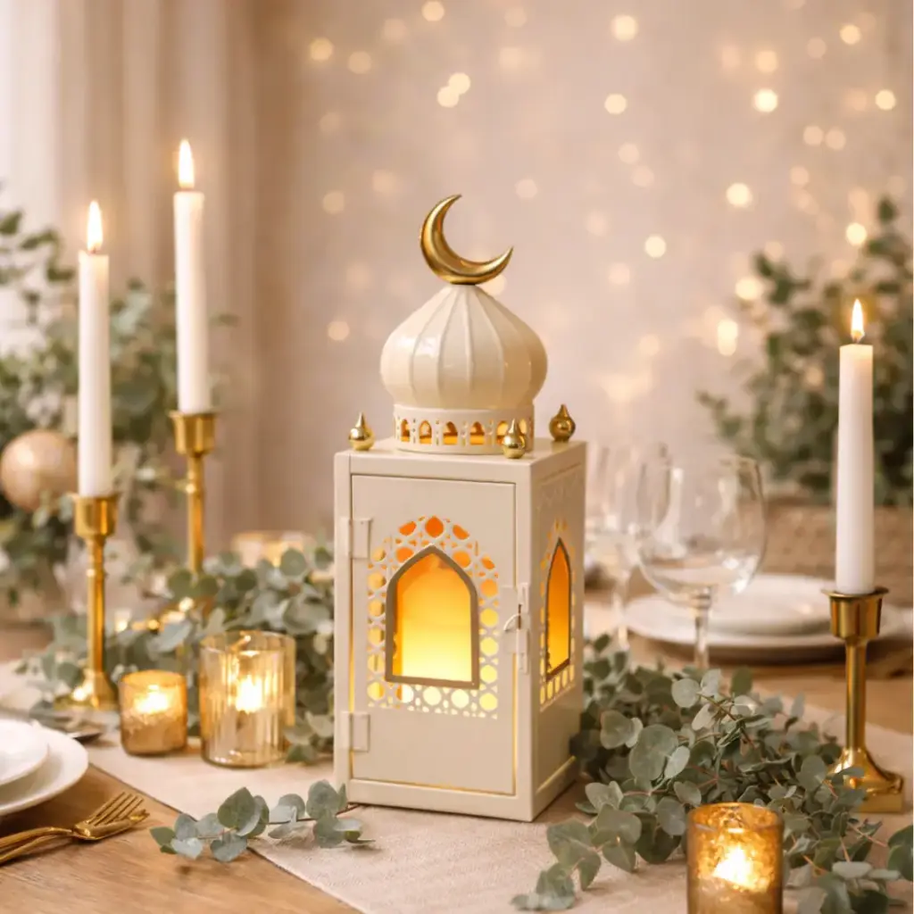 Photophore minaret lune 14*14*42cm   - Eloria