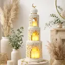 Photophore 3 niveaux ajouré rond 27*27*96cm - Rania