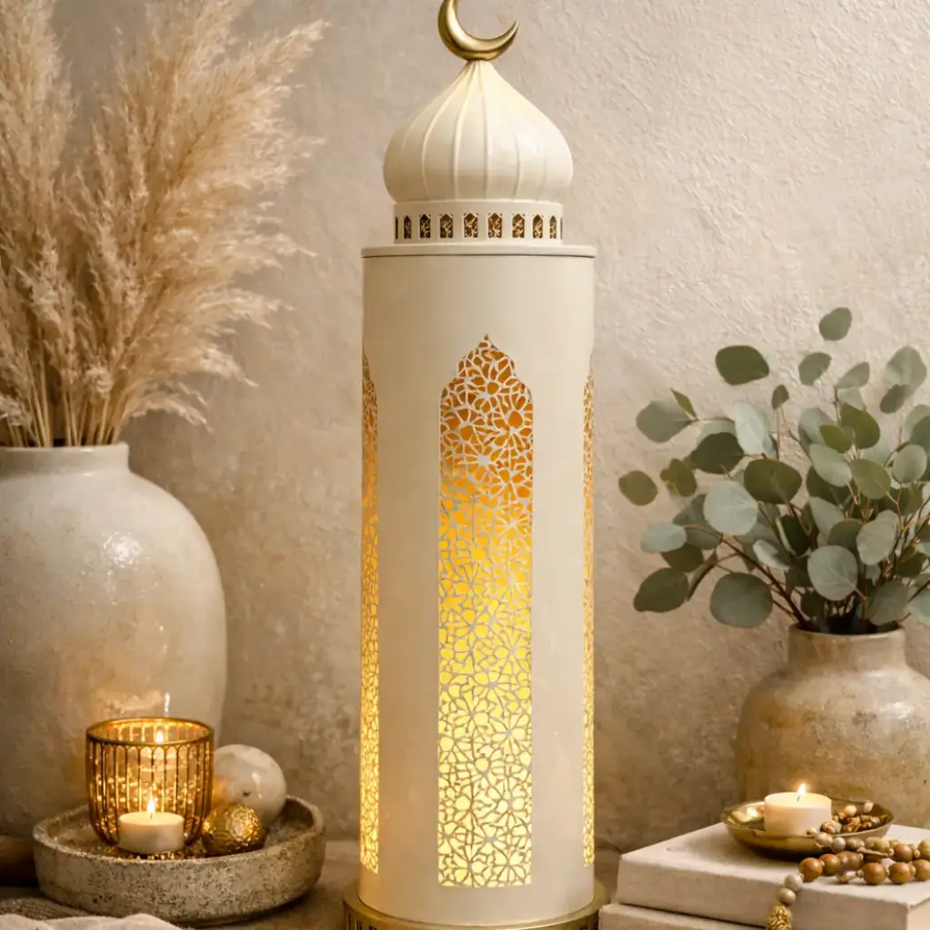 Minaret a lune ajouré beige 15*15*53cm - Belma