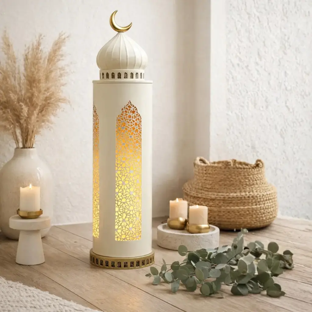 Minaret a lune ajouré beige 19*19*70cm - Belma