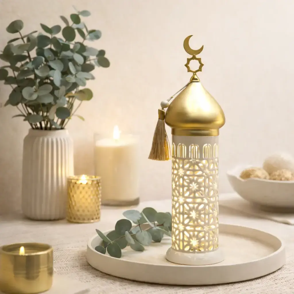 Minaret ajouré led dome or 9*9*32cm  - Amina