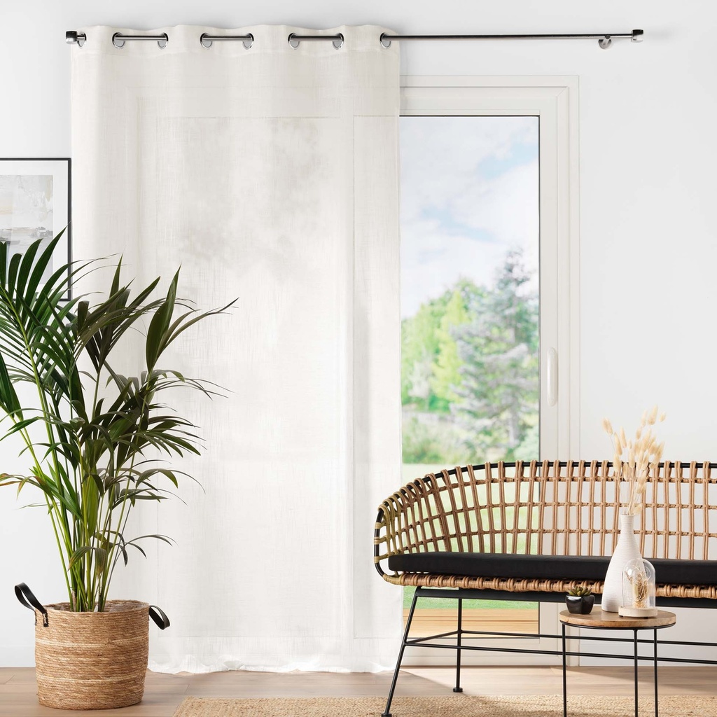 Panneau a oeillets 140 x 280 cm effet lin tisse haltona naturel
