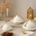 Plat avec dome beige martelé 19*19*17cm  - Elyas