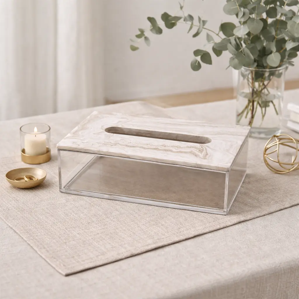 Boite a mouchoir effet travertin 13*23 - Adiel