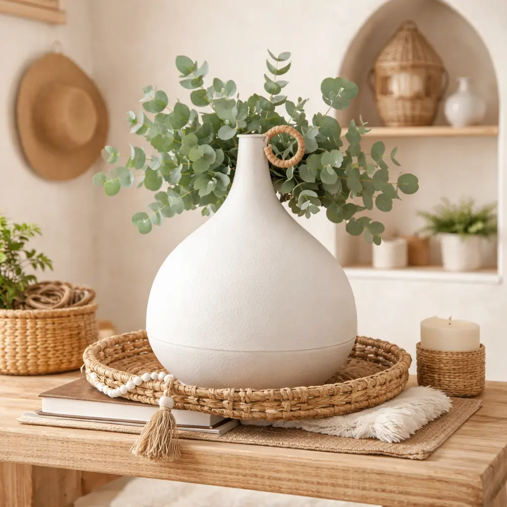 Vase Anses rond rotin