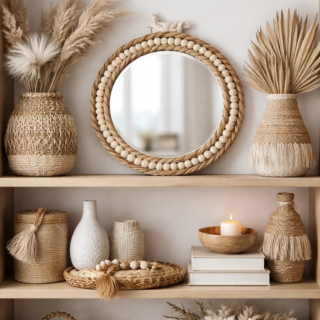 Mirroir Perles de bois 