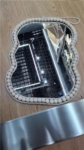 miroir perles de bois vague 