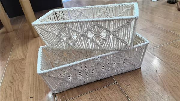 Grand panier macramé Blanc