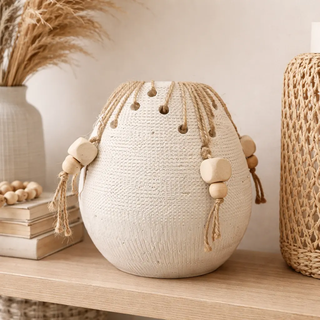 Vase avec tissage perles 20 cm