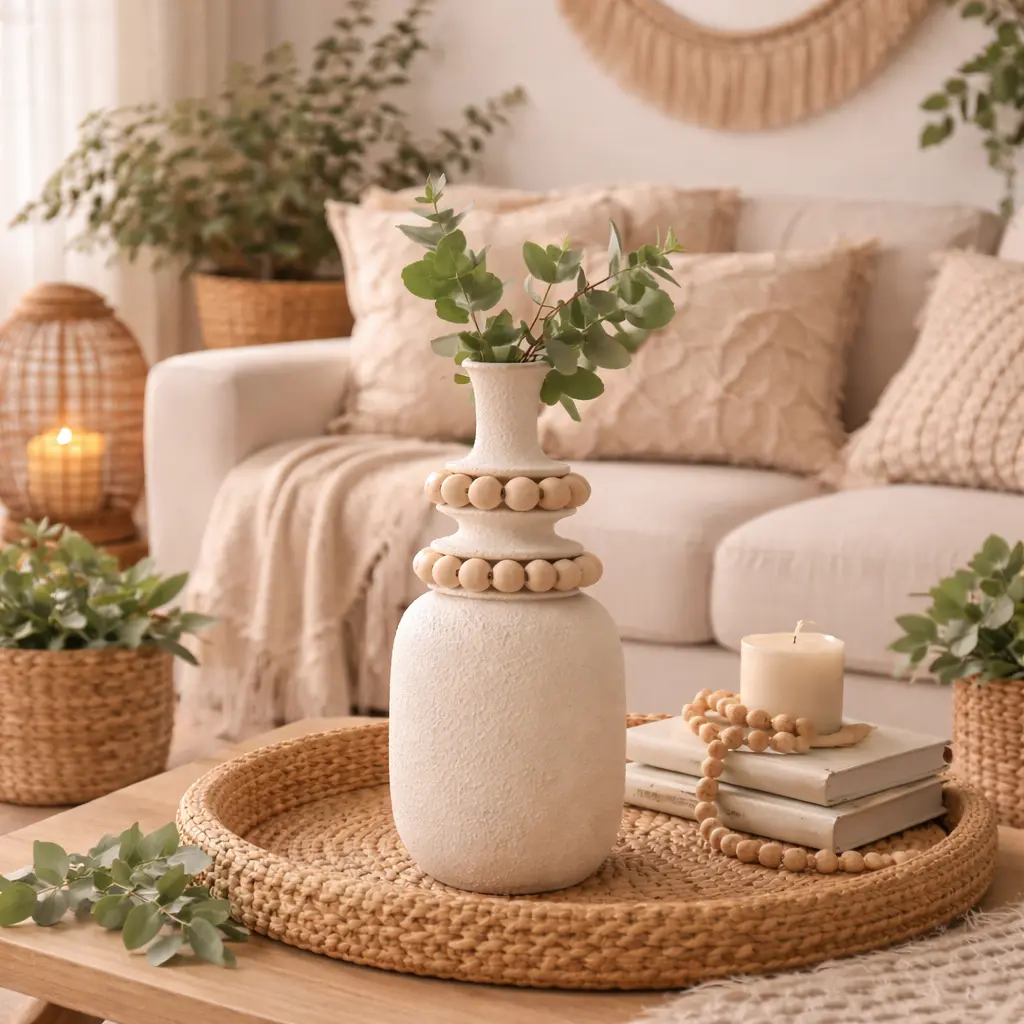 Vase avec perles 