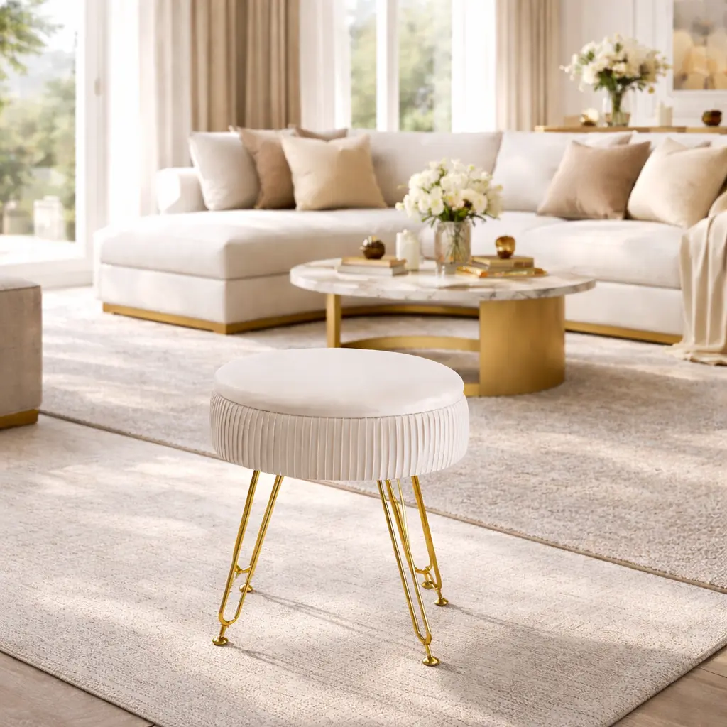 Petit pouf et coffre beige "Jaden"