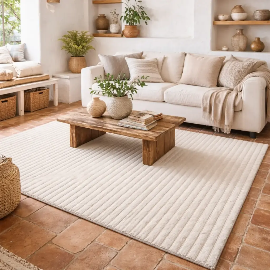 Tapis 120*160cm - "ORENSE" Effet fourrure Blanc