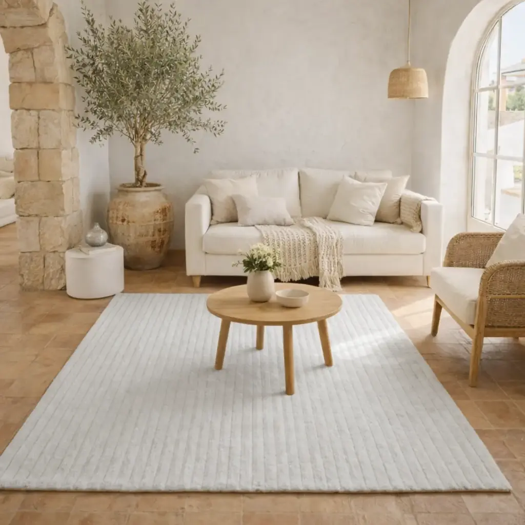 Tapis 160*230cm - "ORENSE" effet fourrure blanc