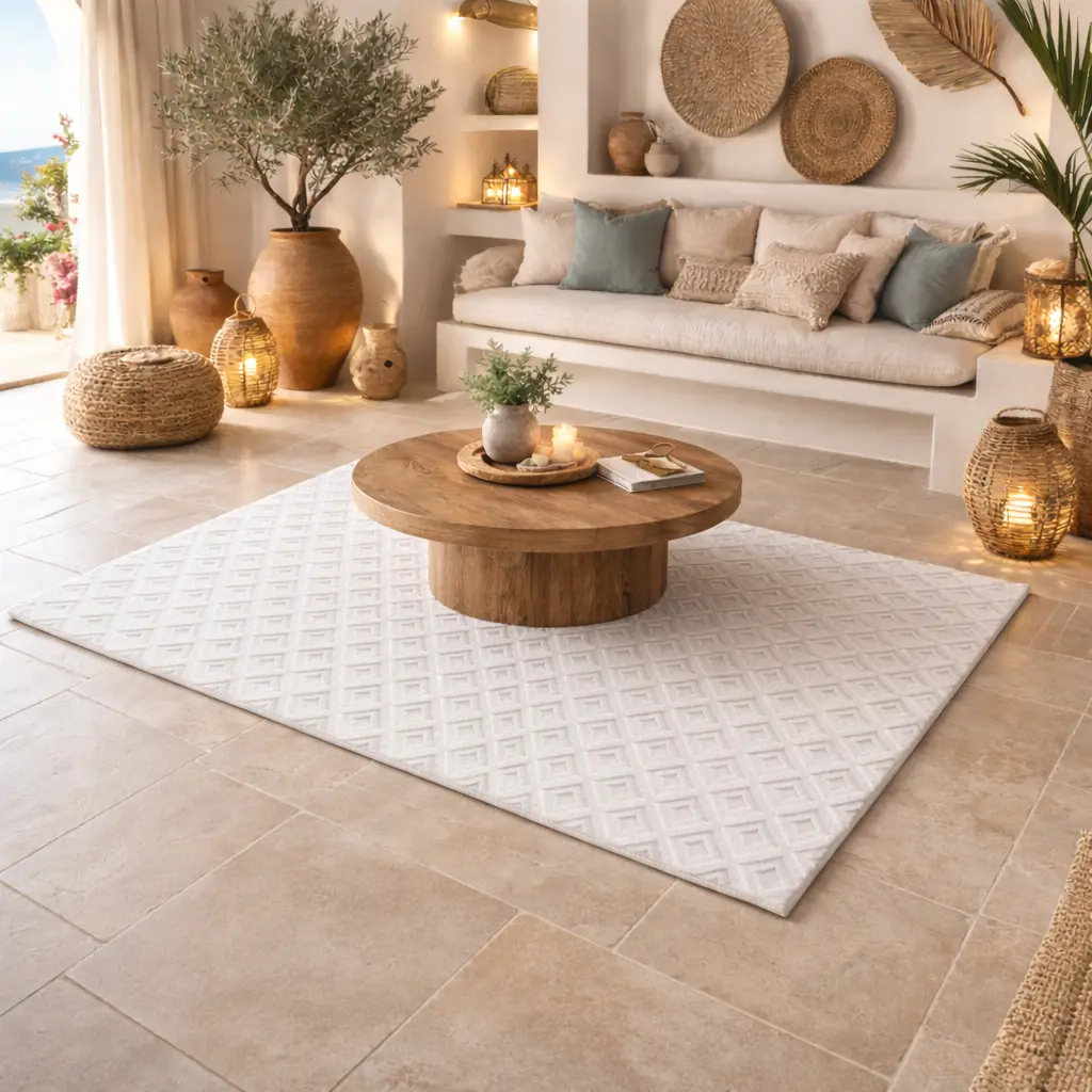 Tapis 120*160cm - "VALENCIA" effet fourrure Blanc