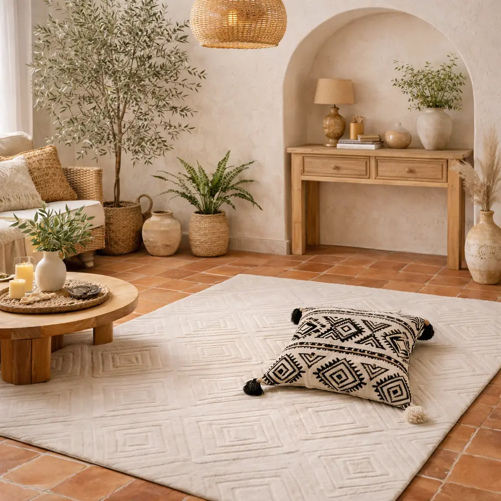 Tapis 120*160cm - "MELILA" Blanc cassé